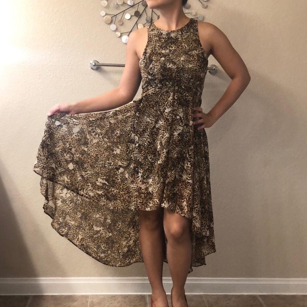 Divided leopard print midi dress